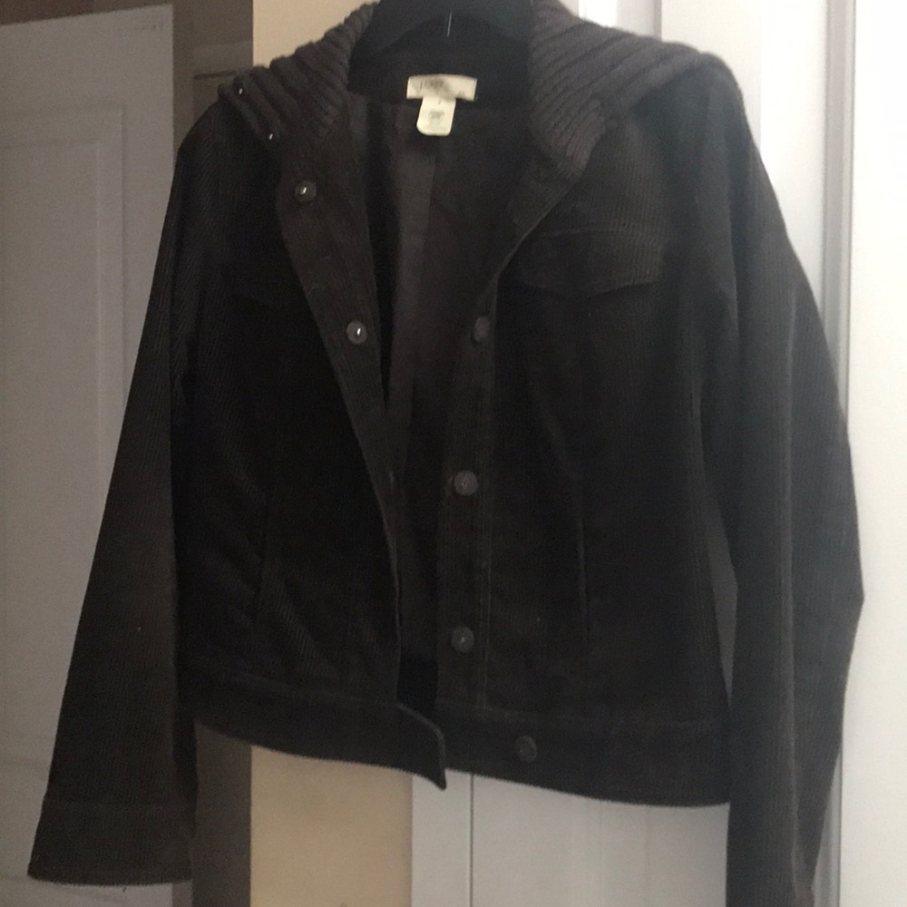 Brown Corduroy short jacket with sweater collar